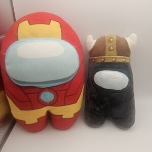 AMONG US 16" Premium Plush IRON MAN AND VIKING 7" - Toikido LOT of 2 - bin
